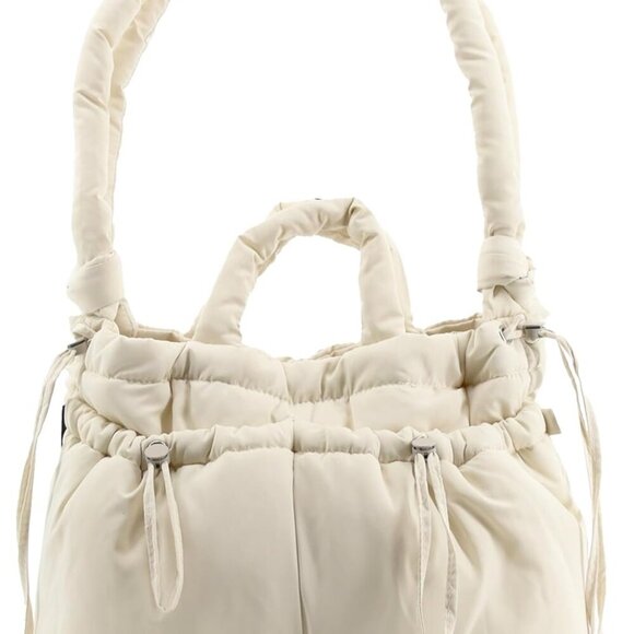 Elegant Quilted Puffer Tote Handbag for Women - Versatile 17x6x11 Inch Design - Picture 2 of 6